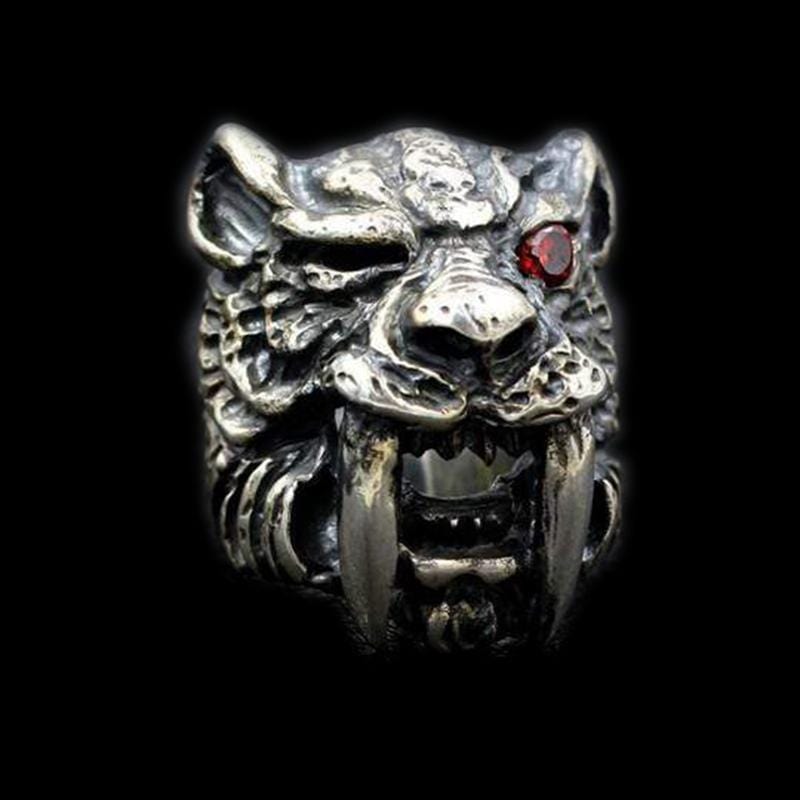 VINTAGE SABER TOOTH TIGER MASTODON RING HMsubvers