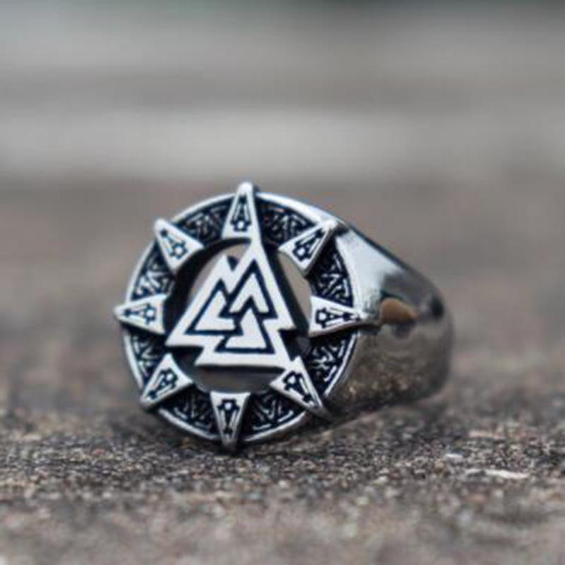 HMsubvers 7 NORDIC VIKING TRIANGLE SYMBOL STAINLESS STEEL RING