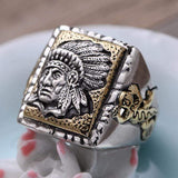 SILVER Adjustable INDIAN CHIEF 925 SILVER RING