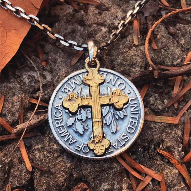 SILVER PENDANT PENDANT ONLY GENUINE CROSS STRAY COIN SILVER PENDANT