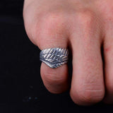 SILVER RING adjustable CARVED FEATHER SILVER RING