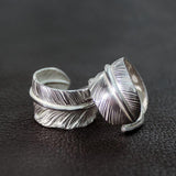 SILVER RING adjustable HANDMADE FEATHER SILVER RING