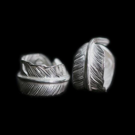 SILVER RING adjustable HANDMADE FEATHER SILVER RING