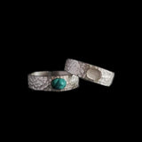 SILVER RING ADJUSTABLE TURQUOISE HAMMERED SILVER RING