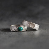 SILVER RING ADJUSTABLE TURQUOISE HAMMERED SILVER RING