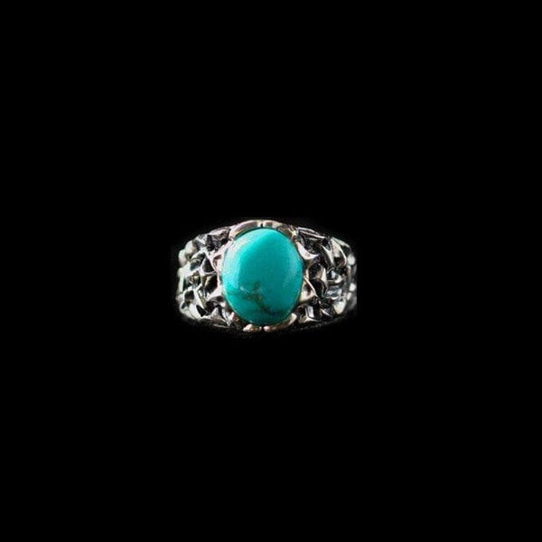 SILVER RING Adjustable VINTAGE INLAID OVAL TURQUOISE SILVER RING