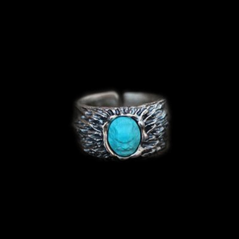 SILVER RING ADJUSTABLE VINTAGE VOLCANO TURQUOISE SILVER RING