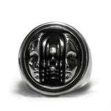 SILVER RING CUSTOMIZED-SKULL WITH MULTIPILE BEAUTY SKIN MASK SILVER RING
