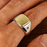 SILVER RING HAMMERED BRASS SILVER RING