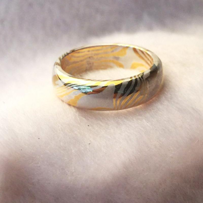 SILVER RING Silver&Gold / 3-5mm HANDMADE 24K GOLD SILVER COUPLE RING