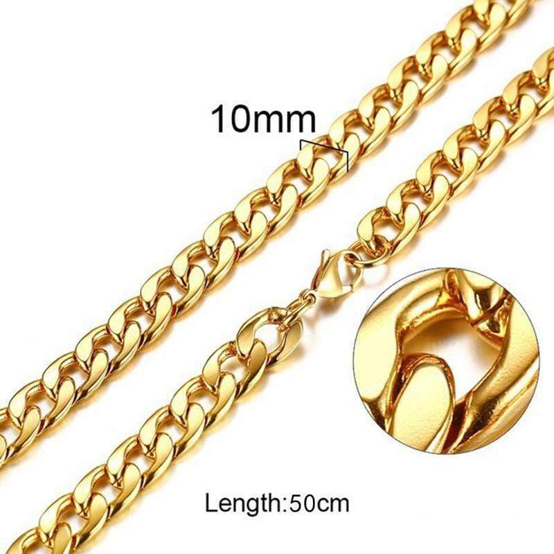 STAINLESS STEEL Chains GOLD / 10mm / 50cm SOLID CURB CHAIN STAINLESS STEEL CHAIN