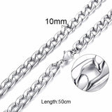 STAINLESS STEEL Chains SILVER / 10mm / 50cm SOLID CURB CHAIN STAINLESS STEEL NECKLACE