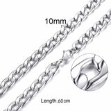 STAINLESS STEEL Chains SILVER / 10mm / 60cm SOLID CURB CHAIN STAINLESS STEEL NECKLACE