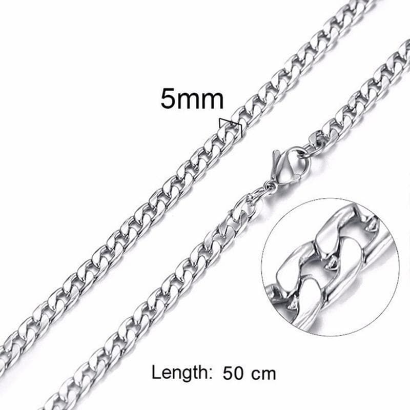 STAINLESS STEEL Chains SILVER / 5mm / 50cm SOLID CURB CHAIN STAINLESS STEEL CHAIN
