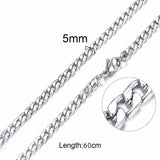 STAINLESS STEEL Chains SILVER / 5mm / 60cm SOLID CURB CHAIN STAINLESS STEEL NECKLACE
