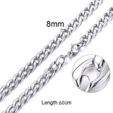 STAINLESS STEEL Chains SILVER / 8mm / 60cm SOLID CURB CHAIN STAINLESS STEEL CHAIN