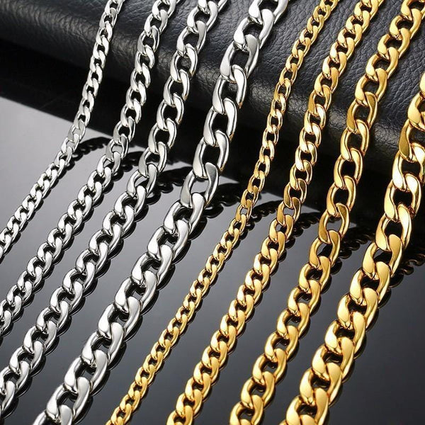 STAINLESS STEEL Chains SOLID CURB CHAIN STAINLESS STEEL NECKLACE