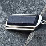 STAINLESS STEEL NECKLACE BLUE SANDSTONE STAINLESS STEEL NECKLACE