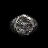 STAINLESS STEEL NORDIC VIKING COMPASS RUNIC RING