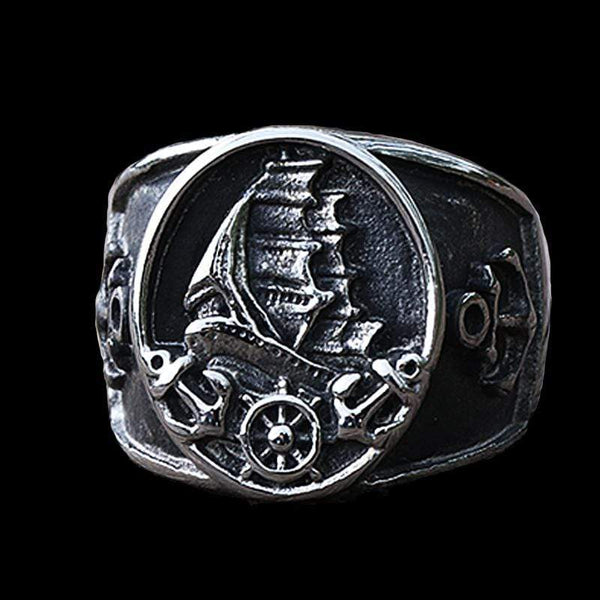 STAINLESS STEEL NORDIC VIKING PIRATE SAILBOAT RING