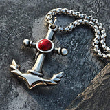 STAINLESS STEEL PENDANT A CLASSIC GEMSTONE ANCHOR STAINLESS STEEL PENDANT