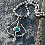 STAINLESS STEEL PENDANT BOW AND ARROW TURQUOISE STAINLESS STEEL PENDANT