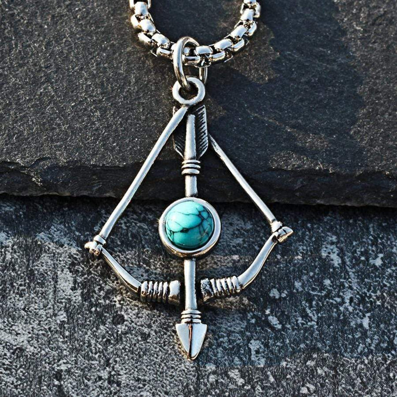 STAINLESS STEEL PENDANT Pendant Only BOW AND ARROW TURQUOISE STAINLESS STEEL PENDANT