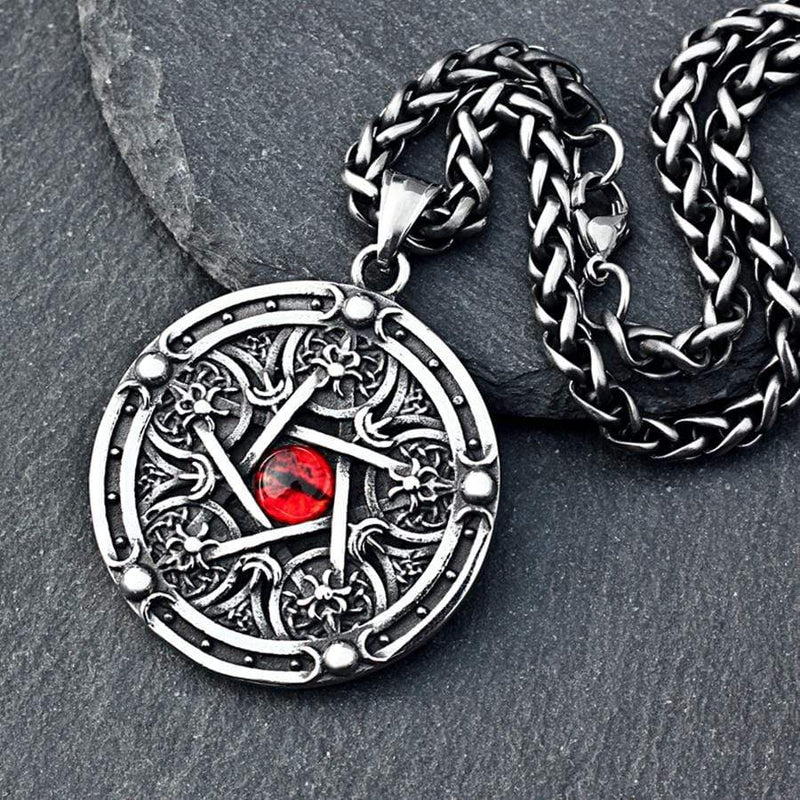 STAINLESS STEEL PENDANT Pendant Only RED EYE PATTERN STAINLESS STEEL PENDANT
