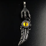 STAINLESS STEEL PENDANT Pendant Only VINTAGE GOD'S EYE EAGLE CLAW FEATHER PENDANT