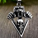 STAINLESS STEEL PENDANT PENDANT ONLY VINTAGE SHARP TOOTH TIGER SKULL PENDANT