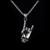 STAINLESS STEEL PENDANT Pendant Only VINTAGE SKULL FINGER STAINLESS STEEL PENDANT