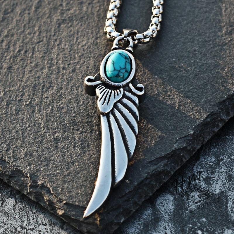 STAINLESS STEEL PENDANT Pendant Only WING GEMSTONE STAINLESS STEEL PENDANT