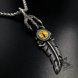 STAINLESS STEEL PENDANT VINTAGE GOD'S EYE EAGLE CLAW FEATHER PENDANT