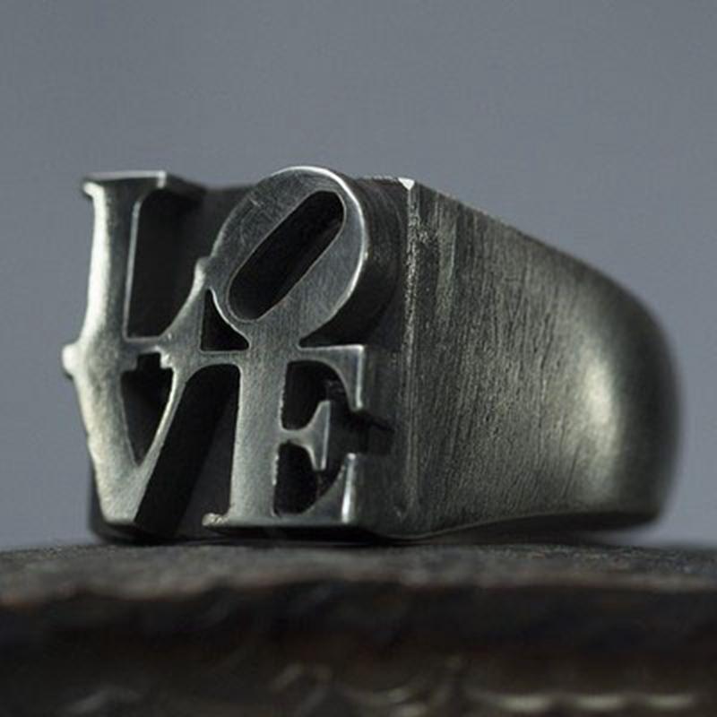 STAINLESS STEEL RETRO LOVE STAINLESS STEEL RING