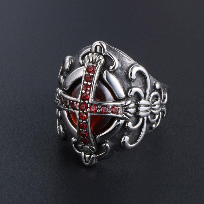 STAINLESS STEEL RING 7 CROSS NOBLE PERSONALIZED STAINLESS STEEL RING