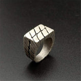 STAINLESS STEEL RING 7 GEOMETRIC SQUARE STRIPED STAINLESS STEEL RING