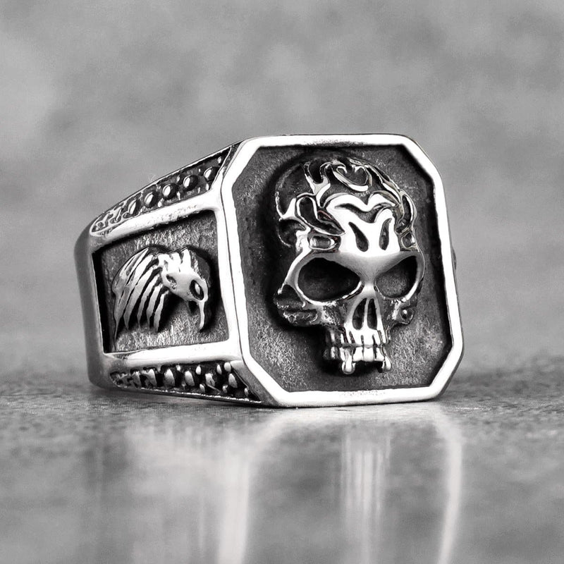STAINLESS STEEL RING 7 GOTHIC SKULL PUNK STAINLESS STEEL RING