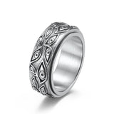 STAINLESS STEEL RING 7 / SILVER VINTAGE ROTATABLE EYE STAINLESS STEEL RING