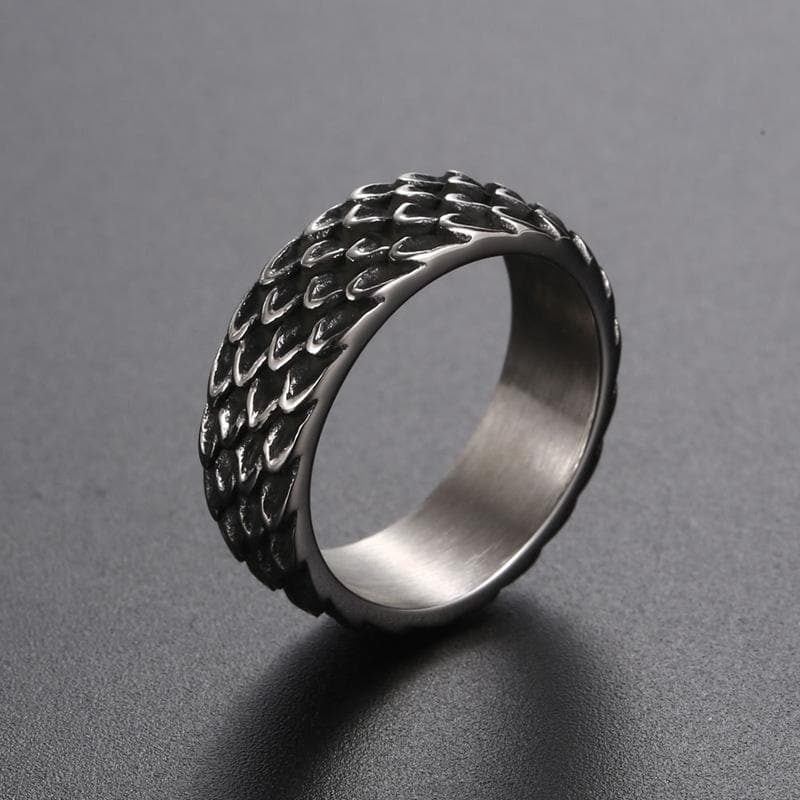 STAINLESS STEEL RING 7 VINTAGE DRAGON SCALE STAINLESS STEEL RING
