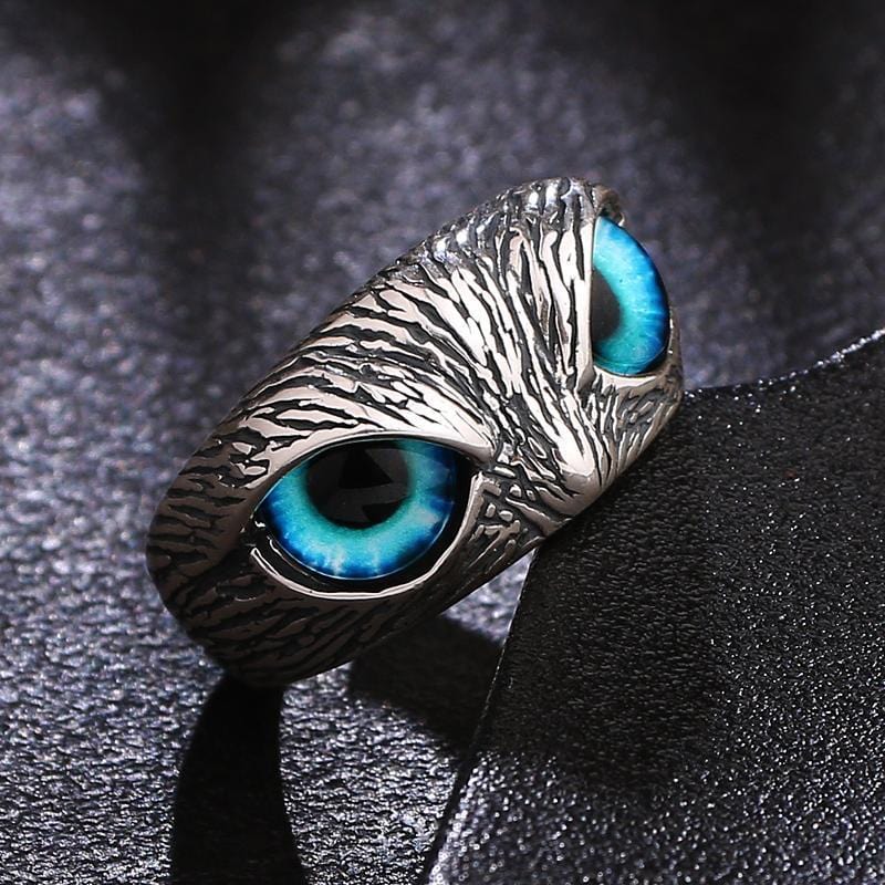 STAINLESS STEEL RING ADJUSTABLE PUNK OWL STAINLESS STEEL RING