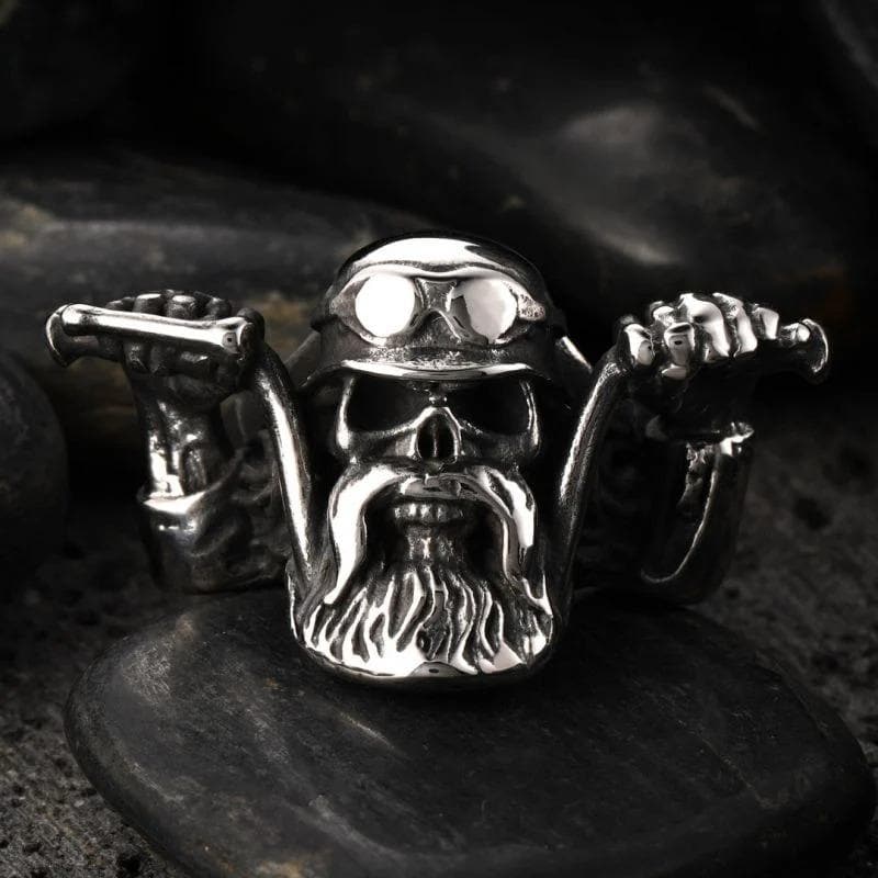 STAINLESS STEEL RING CYCLING PIRATE STAINLESS STEEL SKULL RING