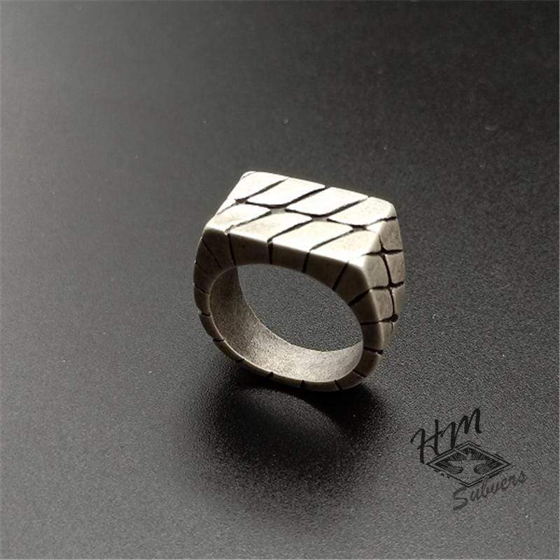 STAINLESS STEEL RING GEOMETRIC SQUARE STRIPED STAINLESS STEEL RING