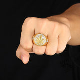 STAINLESS STEEL RING HIPHOP LEAVES WITH DIAMONDS STAINLESS STEEL RING