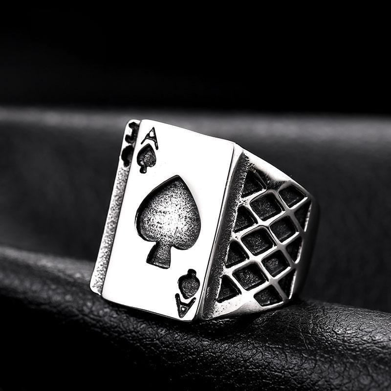 STAINLESS STEEL RING POKER LETTER A STAINLESS STEEL RING