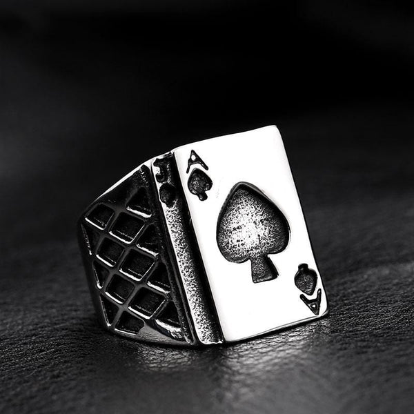 STAINLESS STEEL RING POKER LETTER A STAINLESS STEEL RING