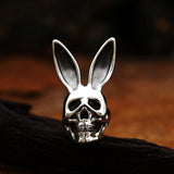 STAINLESS STEEL RING SKULL WITH RABBIT EARS STAINLESS STEEL RING