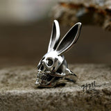 STAINLESS STEEL RING SKULL WITH RABBIT EARS STAINLESS STEEL RING
