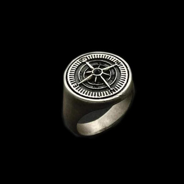 STAINLESS STEEL RING VINTAGE COMPASS STAINLESS STEEL RING