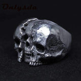 STAINLESS STEEL RING VINTAGE DOUBLE SIDED SKULL RING