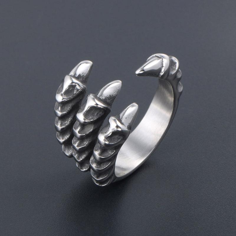 STAINLESS STEEL RING VINTAGE DRAGON CLAW STAINLESS STEEL RING